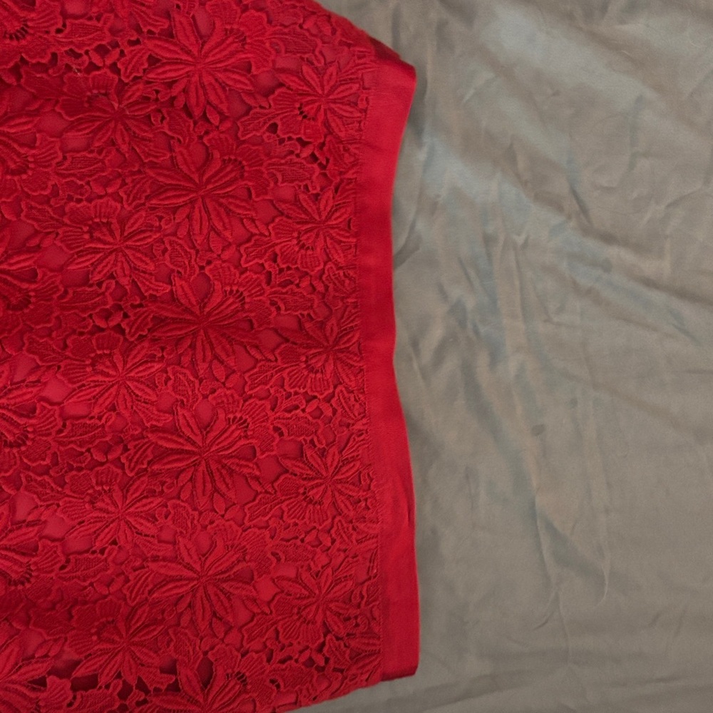 Talbots Red Lace Pencil Skirt - Picture 4 of 7